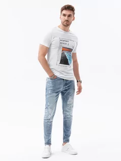 Koszulki męskie - T-shirt męski z nadrukiem - biały V-15A S1434 - grafika 1