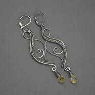 Kolczyki - Długie kolczyki krople cytryn wire wrapping - miniaturka - grafika 1
