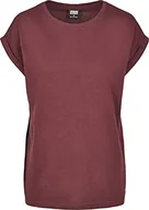Koszulki i topy damskie - Urban Classics Damska koszulka z przedłużonymi ramionami, koszulka z krótkim rękawem, okrągły dekolt, Czerwony (Redwine), 4XL - miniaturka - grafika 1