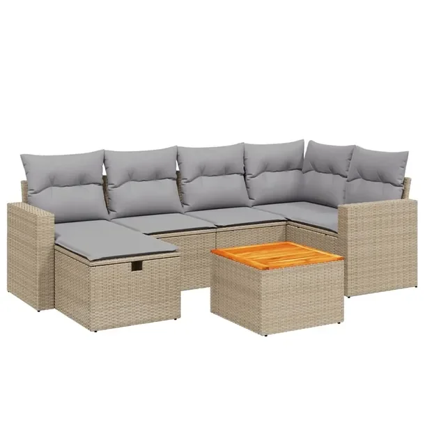 Zestaw wypoczynkowy rattan PE beżowy 62x62x69cm
