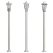 Lampy ogrodowe - Lampy ogrodowe na słupku, 3 szt., srebrne, 120 cm, stal - miniaturka - grafika 1