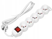 Przedłużacze i rozgałęźniki - HBF Pięciokrotny 1,5 Metra Biały Wyłącznik - miniaturka - grafika 1