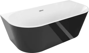 Mexen Oval wanna wolnostojąca przyścienna 170 x 80 cm, biała/czarna, przelew chrom - 52671708075-01 - Wanny - miniaturka - grafika 1