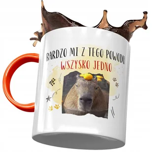 Kubek Pomarańczowy Kapibara na Urodziny Prezent z Nadrukiem ze Zdjęciem + Opakowanie na prezent (wzór 02) - Kubki - miniaturka - grafika 1