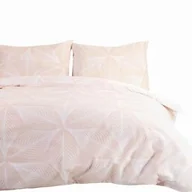 Pościel - Darymex Pościel flanelowa 220x200 31506/1 pudrowa różowa biała liście geometria Flanelove - miniaturka - grafika 1