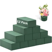Rękodzieło - TEMU Zestaw 12 Bloków z Zielonej Pianki Kwiatowej o Wysokiej Gęstości, Prostokątne, 14x8x4.5 cm / 5.51*3.15*1.77 cala, Idealny do Kwiaciarni i - miniaturka - grafika 1