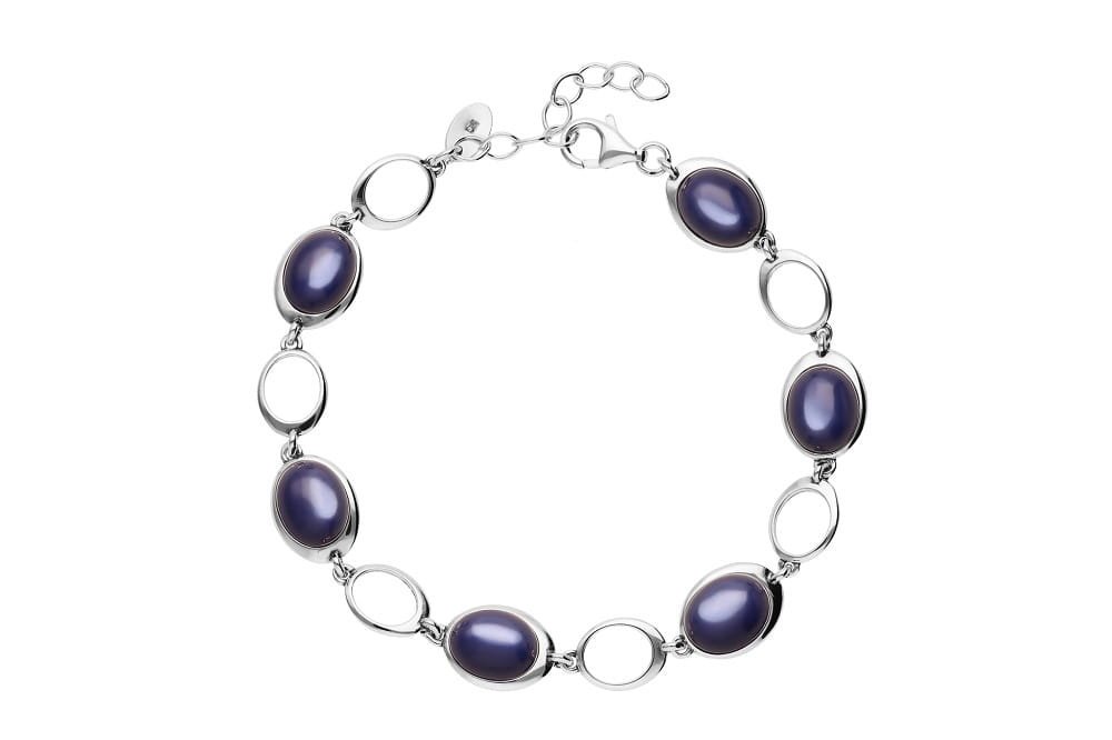 Srebrna bransoletka gładka z niebieskimi kamieniami Kobalt