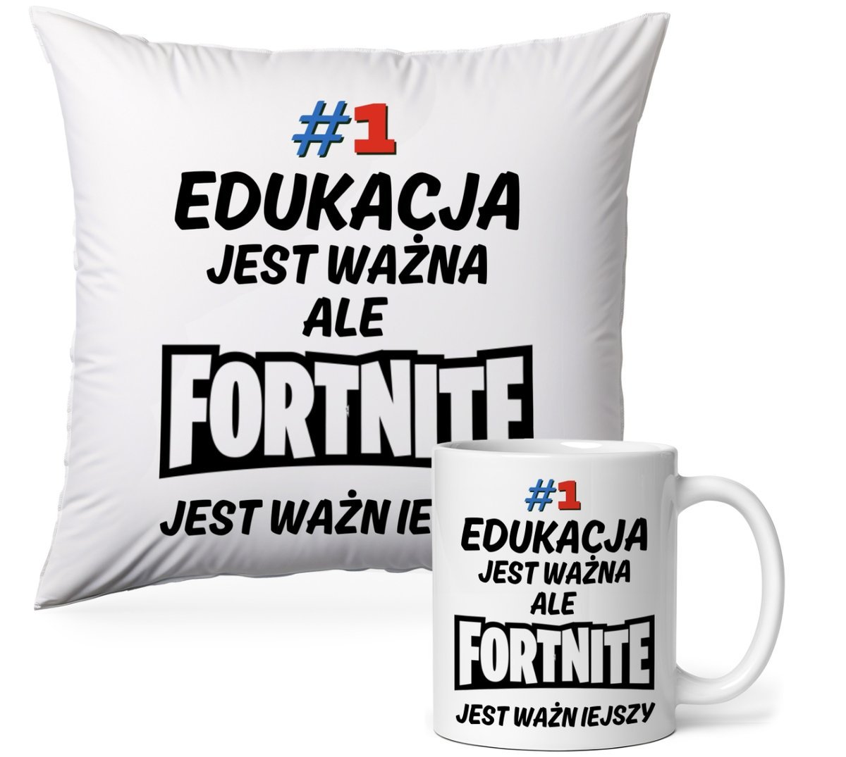ZESTAW PODUSZKA + KUBEK Prezent Dla Gracza Fortnite gra pad ps5 + IMIĘ
