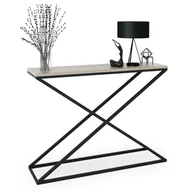 Toaletki - Nowoczesna konsola z metalowym stelażem czarny + dąb sonoma S7-F14 - miniaturka - grafika 1