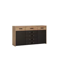 Komody - Komoda MOAK04 Monaco Meble Wójcik Dąb Stirling, Czarny, Dąb Stirling Jasny - miniaturka - grafika 1