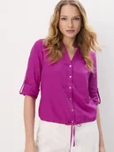 Bluzki damskie - Mohito - Fuksjowa bluzka z lnu i wiskozy - fioletowy - miniaturka - grafika 1