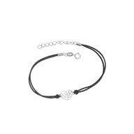 Biżuteria dla dzieci - Srebrna bransoletka 925 czarna sznurkowa Ażurowe Serce II - miniaturka - grafika 1