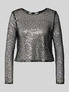 Bluzka dwustronna krótka o kroju slim fit z cekinami model ‘RISSI’ - Bluzki damskie - miniaturka - grafika 1