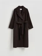 Reserved - Płaszcz z domieszką wełny - ciemnobrązowy