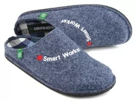 Kapcie męskie - Filcowe kapcie męskie z napisem #Smart Worker - BRINKMANN 220018-05, niebieskie - Dr Brinkmann - miniaturka - grafika 1