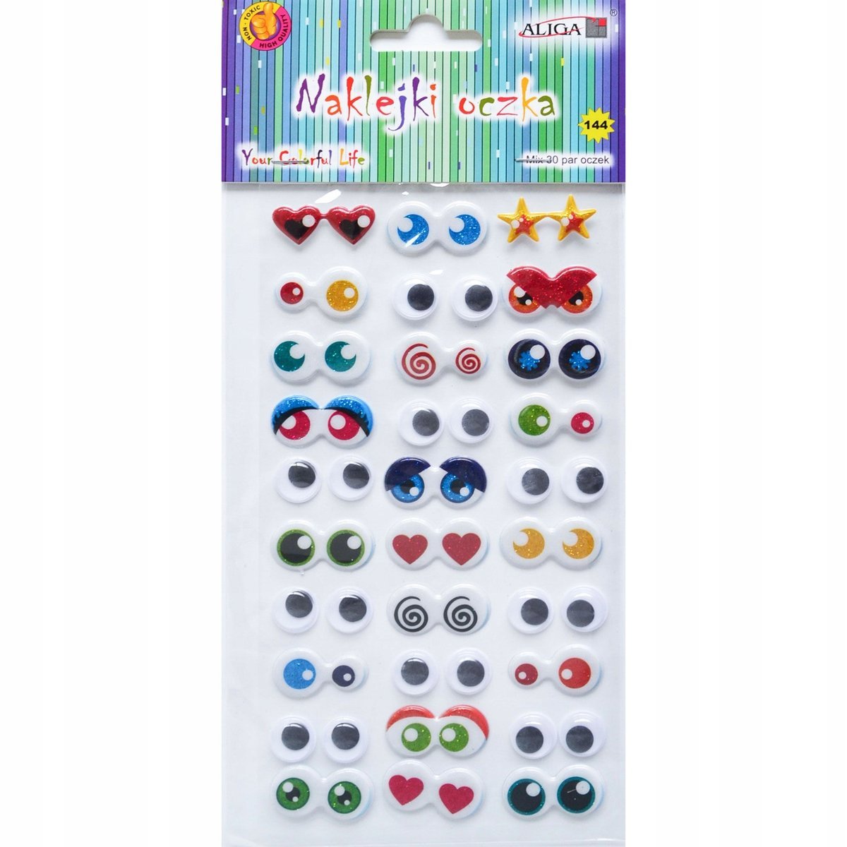 NAKLEJKI OCZKA SAMOPRZYLEPNE DO DEKORACJI OZDOBA MASKOTEK 30 PAR