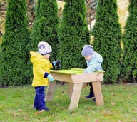 Place zabaw - Wendy Wendy Toys Drewniany stół piknikowy z piaskownicą naturalny/zielony - miniaturka - grafika 1