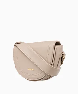 PUCCINI Beżowa torebka damska crossbody w kształcie półksiężyca - Torebki damskie - miniaturka - grafika 1
