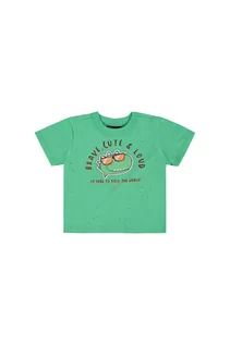 Bluzki dla niemowląt - Zielony t-shirt niemowlęcy z Dinozaurem - grafika 1