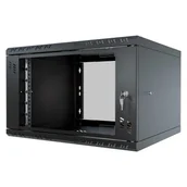 Szafy rack - Szafa wisząca Standard 19" 6U, 450mm, drzwi szklane, czarna - miniaturka - grafika 1
