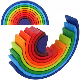 Montessori Duża Drewniana Układanka Tęcza Sorter - Zabawki sensoryczne - miniaturka - grafika 1