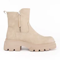 Botki damskie - Beżowe botki damskie ocieplane Sergio Leone beżowy - miniaturka - grafika 1
