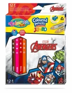 Długopisy - Kredki ołówkowe trójkątne jumbo Avengers Colorino Kids 13 kolorów 12 sztuk z temperówką - PATIO - miniaturka - grafika 1