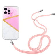 Etui i futerały do telefonów - König Design Etui kompatybilne z Apple iPhone 13 Pro Plastikowe etui na telefon komórkowy z łańcuszkiem - Etui na telefon komórkowy Pink Marble - miniaturka - grafika 1