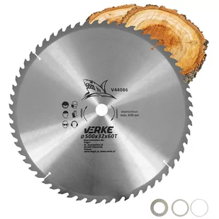PIŁA TARCZA WIDIOWA DO CIĘCIA DREWNA 500x32 60 ZĘBÓW VERKE V44086 + REDUKCJE - Tarcze do pił - miniaturka - grafika 1