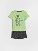 Skarpetki dla dzieci - Reserved - Bawełniana piżama z nadrukiem - zielony - miniaturka - grafika 1