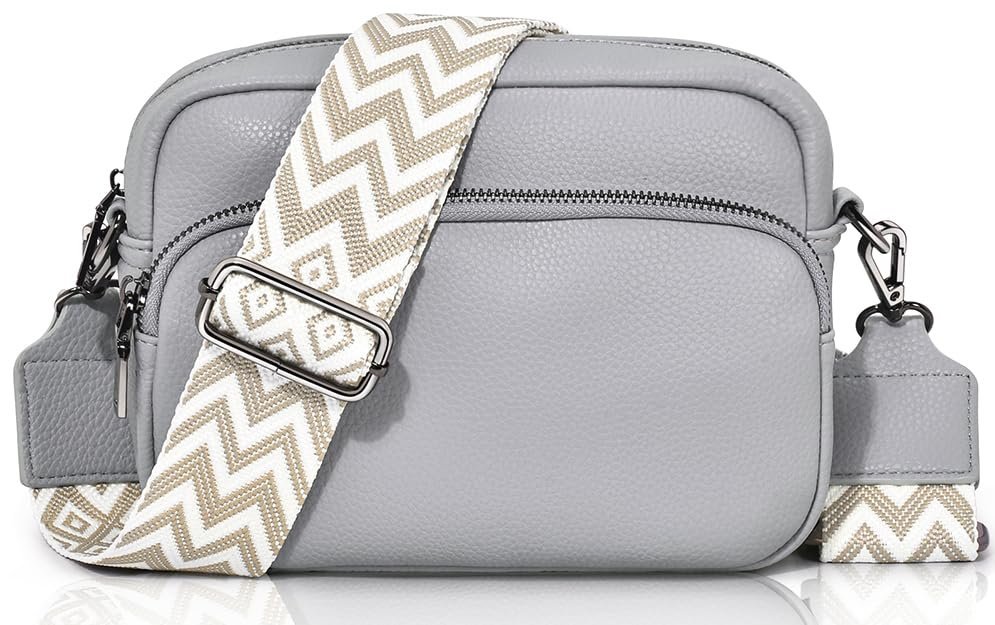 GASSDA Torebka Damska Skórzana Mała z Paskiem na Ramię SZARA