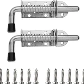 Zawiasy, okucia i inne akcesoria - Zestaw 2 zatrzasków sprężynowych ze stali nierdzewnej do drzwi przesuwnych - Łatwy montaż - Zaczepy sprężynowe - Przenośny zamek do drzwi i okien - miniaturka - grafika 1