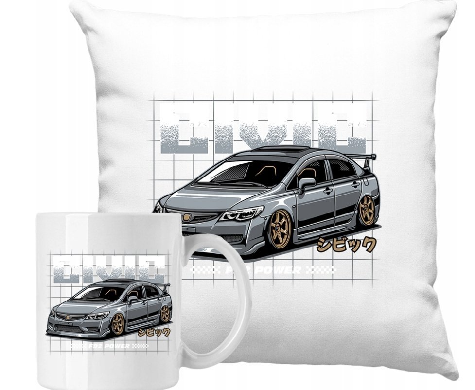 ZESTAW PODUSZKA + KUBEK Szybkie Auta Motoryzacja JDM Pomysł Na Prezent #28