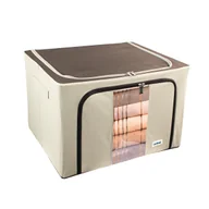 Meble modułowe i akcesoria - Beżowy organizer Kamai Gio Style z utwardzonymi ściankami, bocznymi uchwytami i okienkiem, pojemność 66L - miniaturka - grafika 1