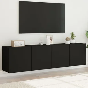 vidaXL vidaXL Ścienne szafki TV, 2 szt., czarne, 80x30x41 cm - Szafki RTV - miniaturka - grafika 1