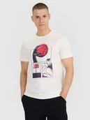 Koszulki męskie - 4F T-shirt regular z nadrukiem męski - biały XXL - miniaturka - grafika 1