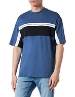 Bluzy męskie - Armani Exchange Męska bluza z okrągłym dekoltem, niebieska, ekstra duża, niebieski, XL - miniaturka - grafika 1
