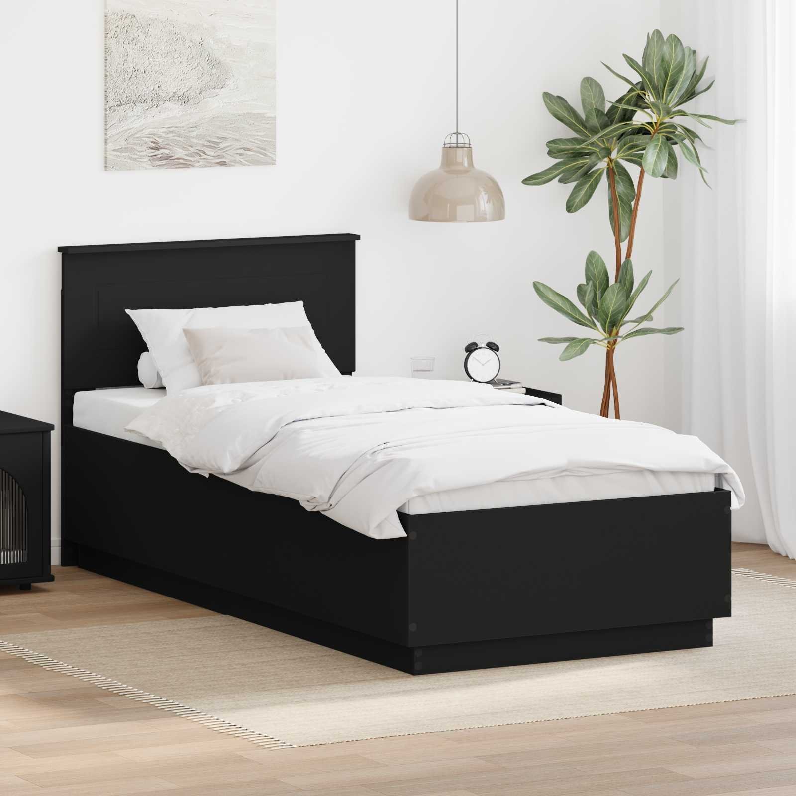 vidaXL Ramka łóżka Czarny 100 x 200 cm Materiał drewnopochodny