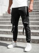 Spodnie sportowe męskie - Czarne bojówki spodnie męskie joggery dresowe Bolf 6581A - miniaturka - grafika 1