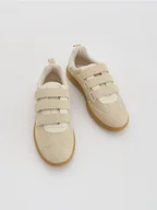 Buty dla dziewczynek - Reserved - Trampki z imitacji zamszu - kremowy - miniaturka - grafika 1