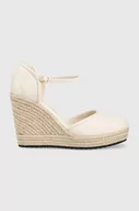 Espadryle damskie - Calvin Klein Jeans espadryle WEDGE SANDAL CLOSE TOE ESS damskie kolor beżowy na koturnie YW0YW01194 - miniaturka - grafika 1