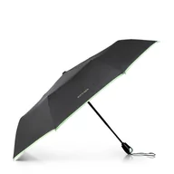 Parasole - Parasol automatyczny z ozdobną lamówką czarno - zielony - miniaturka - grafika 1