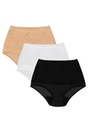 Majtki damskie - Wol-Bar Kaja 3-pak beżowy-biały-czarny 2XL Majtki figi - miniaturka - grafika 1