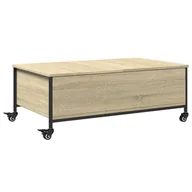 Ławy i stoliki kawowe - vidaXL Stolik kawowy na kółkach dąb sonoma 91x55x34 cm materiał drewnopochodny - miniaturka - grafika 1