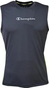 Champion Męska sportowa koszulka C-tech Quick Dry Poly Mesh Side Piping S/L Tank Top, Czarny, L - Koszulki sportowe męskie - miniaturka - grafika 1