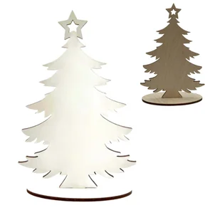 Dekoracja Świąteczna Drewniana Choinka Stojąca dekor w kolorze Białym 16cm - Choinki - miniaturka - grafika 1