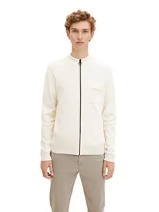 TOM TAILOR Denim Męskie Kardigan z kieszenią na piersi 1032322, 10338 - Soft Light Beige, L - Swetry męskie - miniaturka - grafika 1
