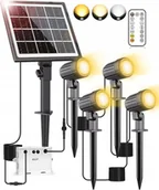 Lampy ogrodowe - CLY lampy solarne ogrodowe LED 4 szt IP66 5000mAh pilot timer 3 barwy - miniaturka - grafika 1