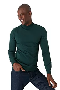 Trendyol Męska bluza z wysokim dekoltem, gładka, wąska bluza, zielona, M, ZIELONY, M - Bluzy męskie - miniaturka - grafika 1