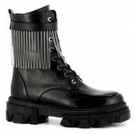 Botki damskie - Czarne botki skórzane na grubej podeszwie CARINII - Carinii - miniaturka - grafika 1